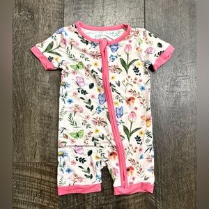 Baby Girl Bamboo Zipper Bodysuit floral butterfly print 0-3 month